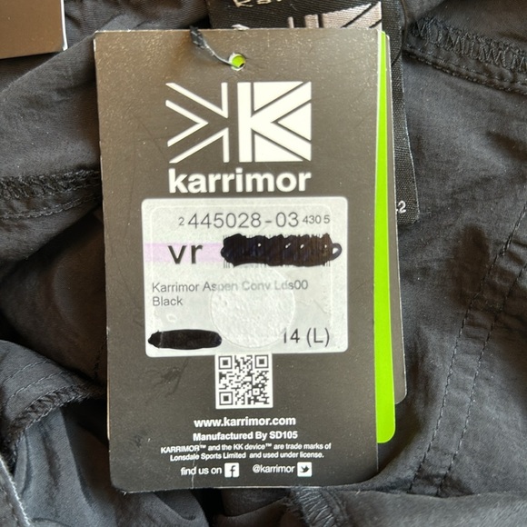 New Karrimor Aspen Zip-Off Convertible Roll Up Pant Black Belt Lightweight US10 - Picture 14 of 16